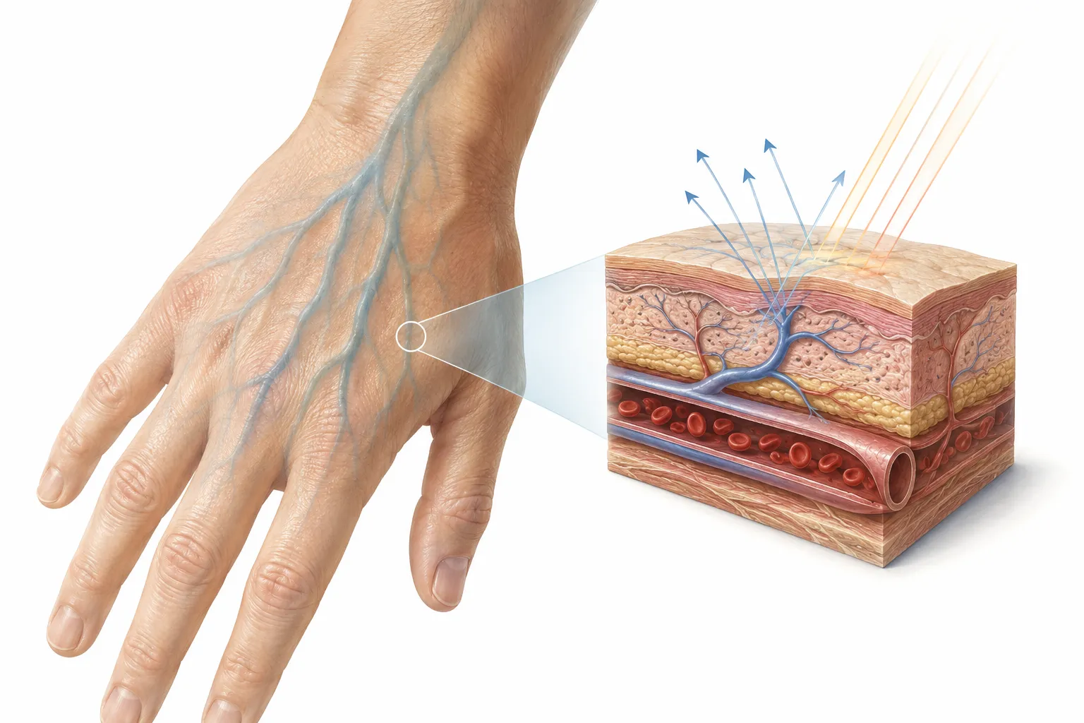 Why Do My Veins Look Blue? explanatory diagram