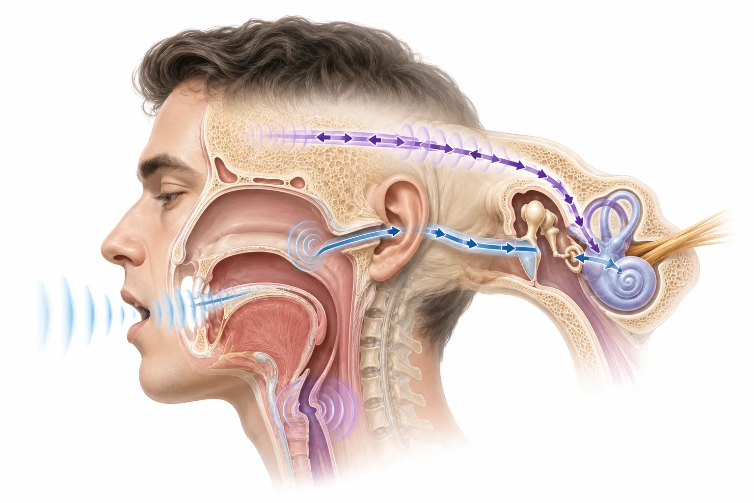 Why Does Your Voice Sound Different on a Recording? explanatory diagram