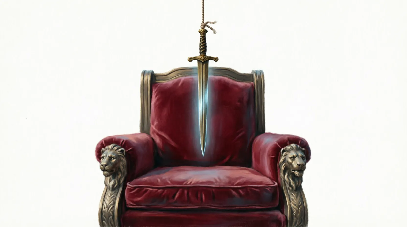 Diagram contrasting the outward luxury of Damocles's throne with the hidden sword above it