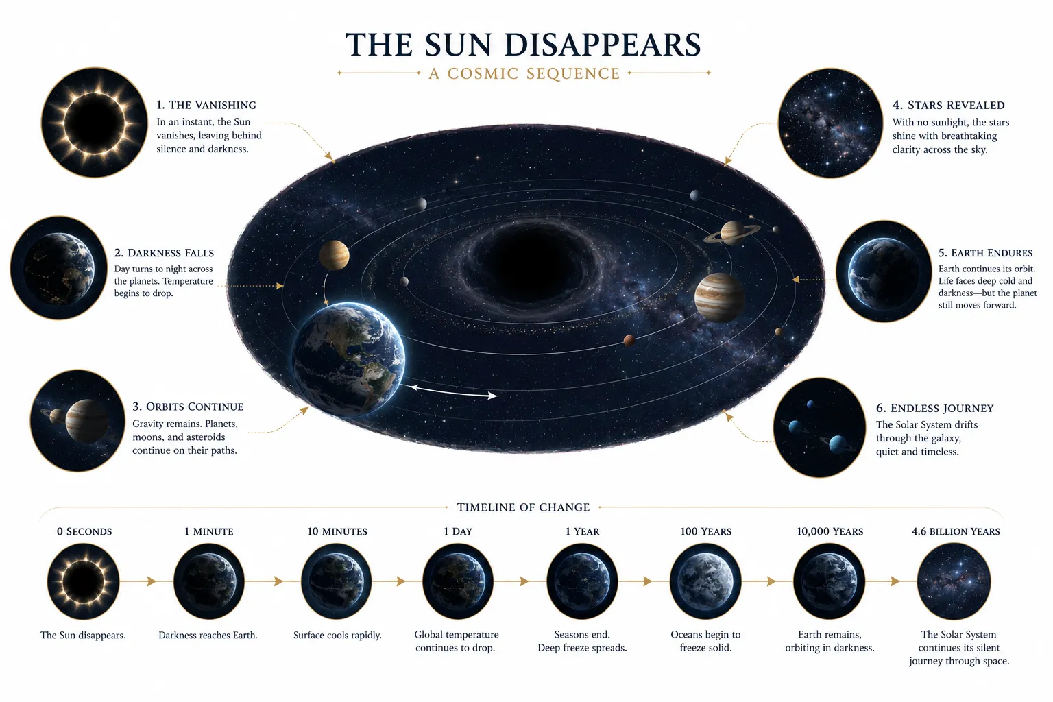 What Happens If the Sun Disappears? explanatory diagram