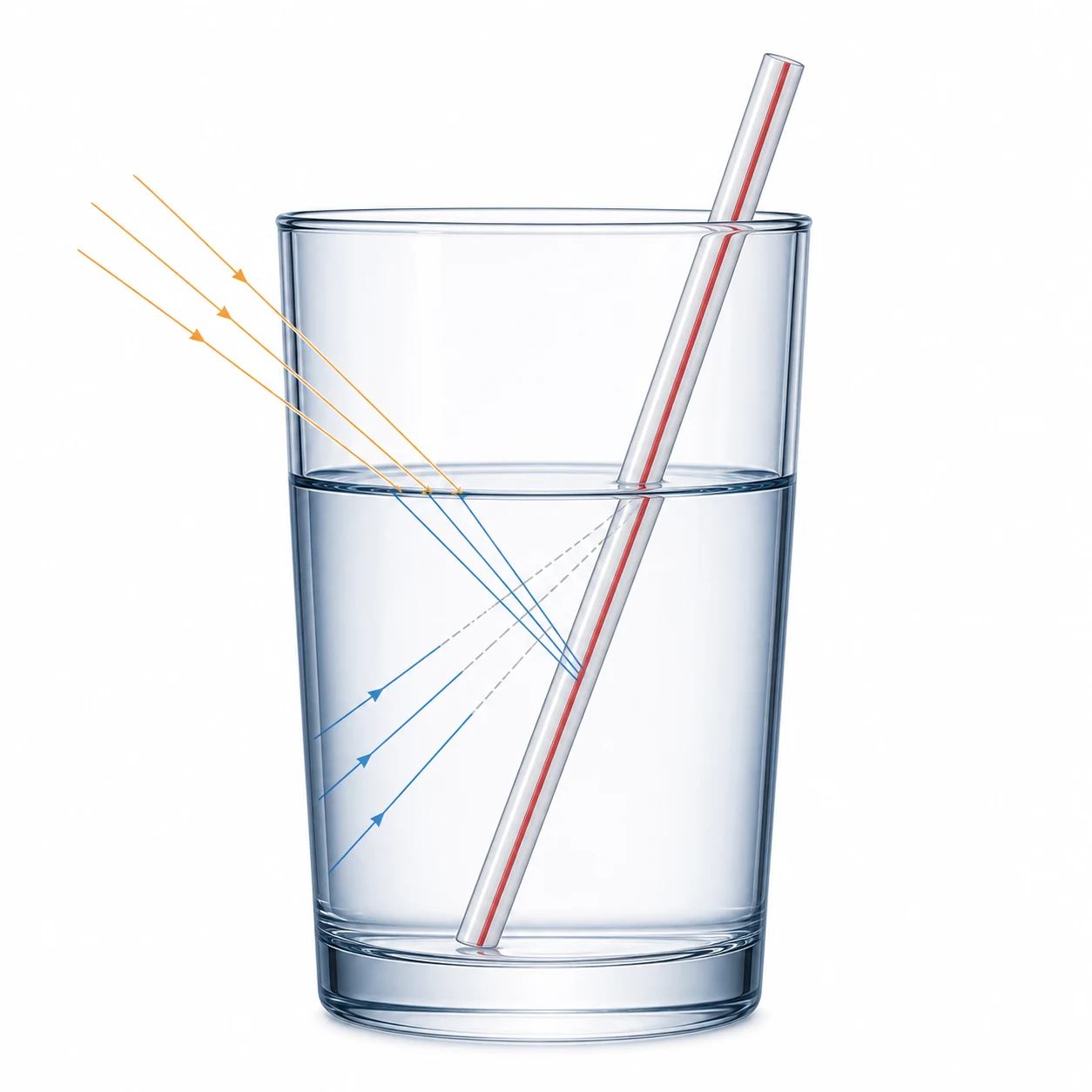 Why Do Straws Look Bent in Water? explanatory diagram