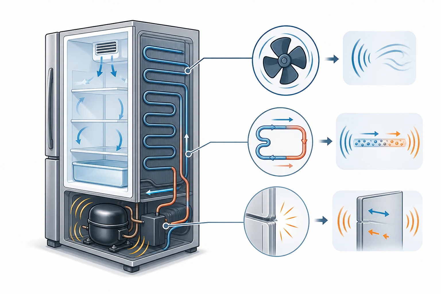 Why Does a Fridge Make Noise? explanatory diagram