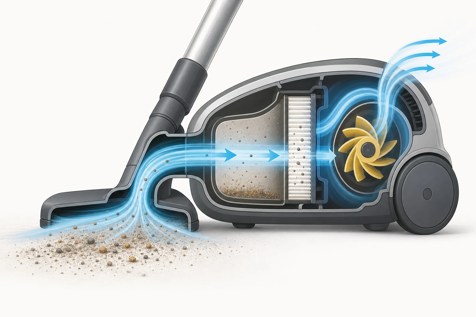 Why Does a Vacuum Cleaner Suck? explanatory diagram