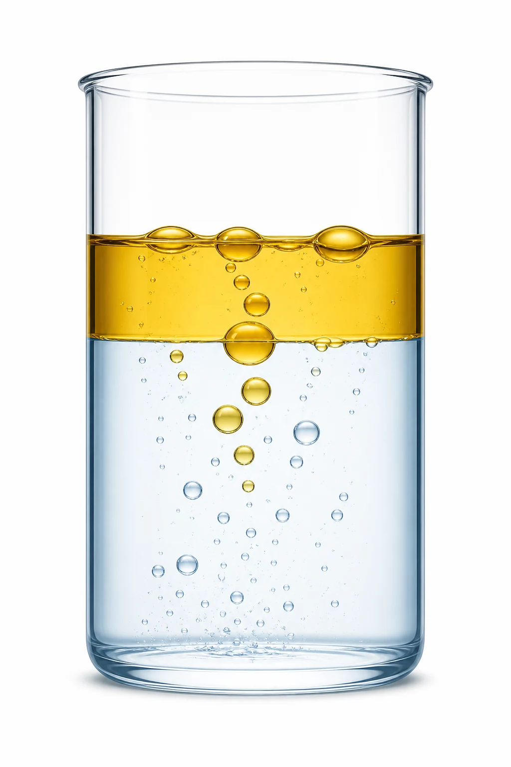Why Does Oil Float on Water? explanatory diagram