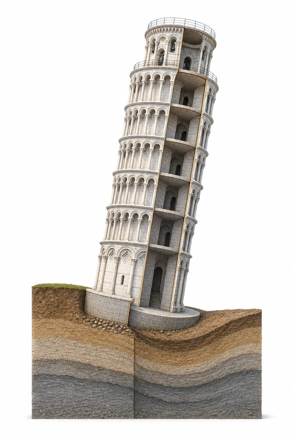 Why Is the Leaning Tower of Pisa Leaning? explanatory diagram