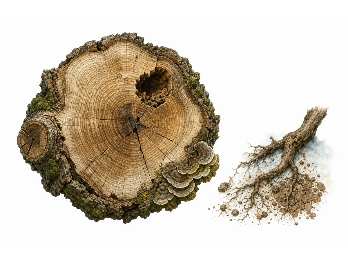 Diagram showing common causes of tree death