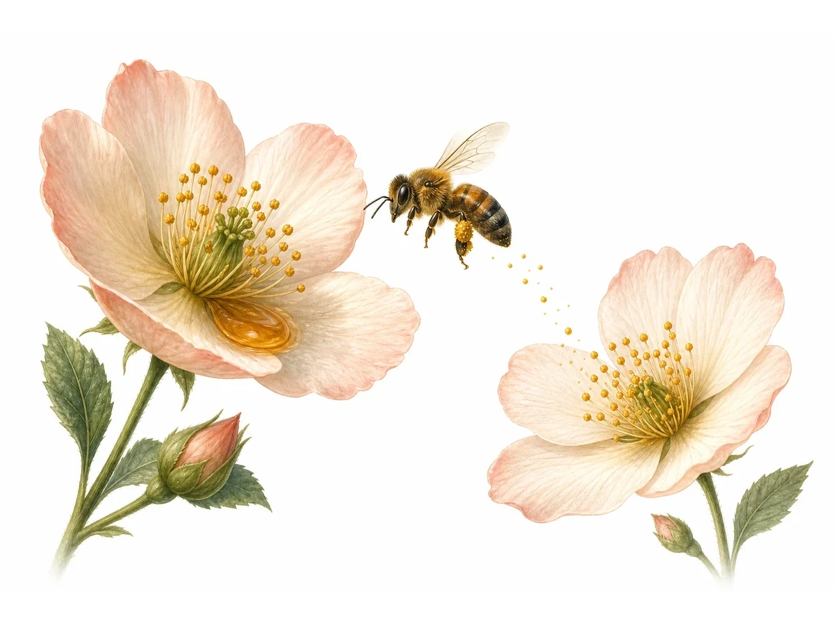 Diagram showing nectar production and pollination