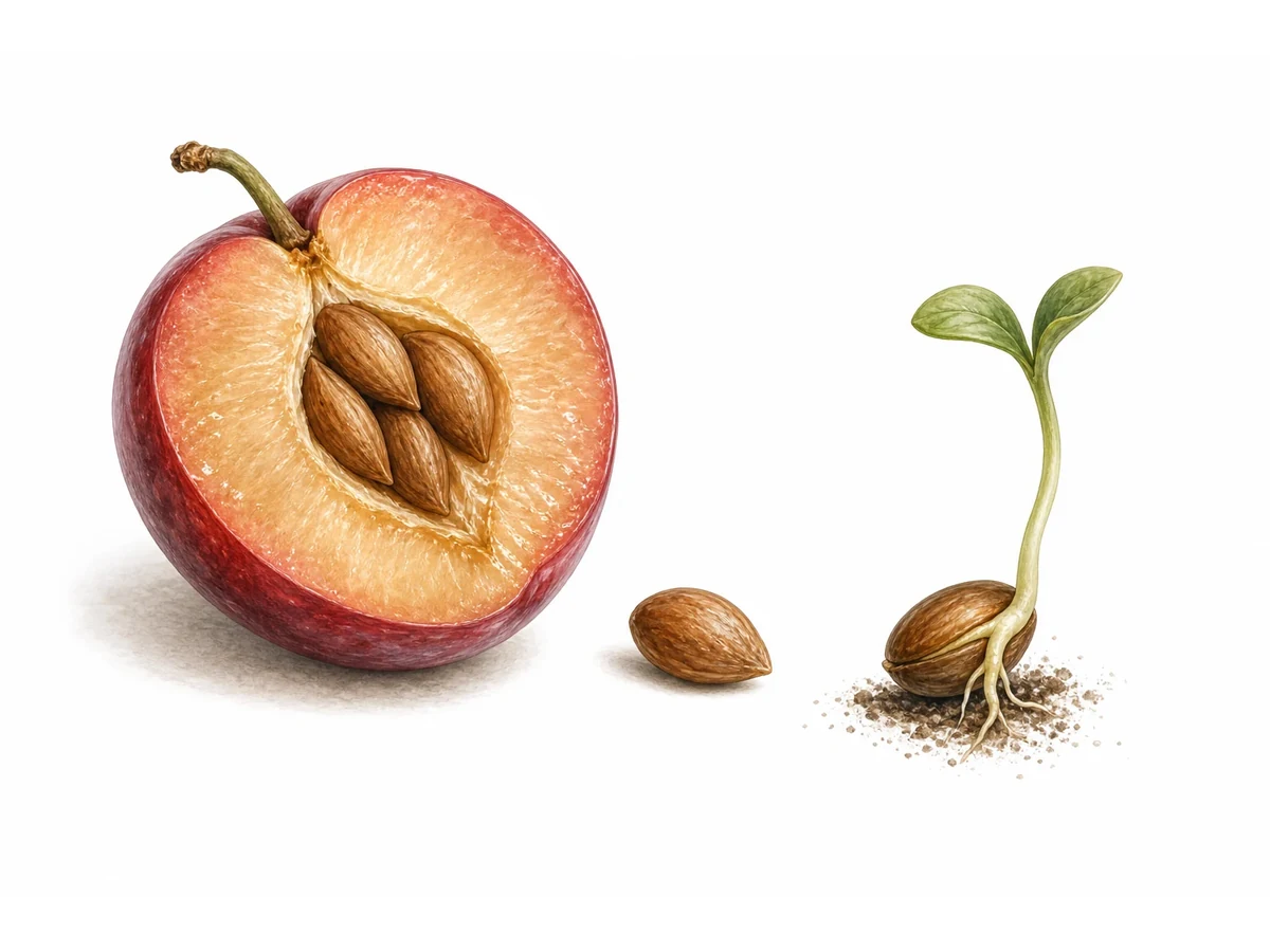 Diagram showing fruit being eaten and seeds being dispersed