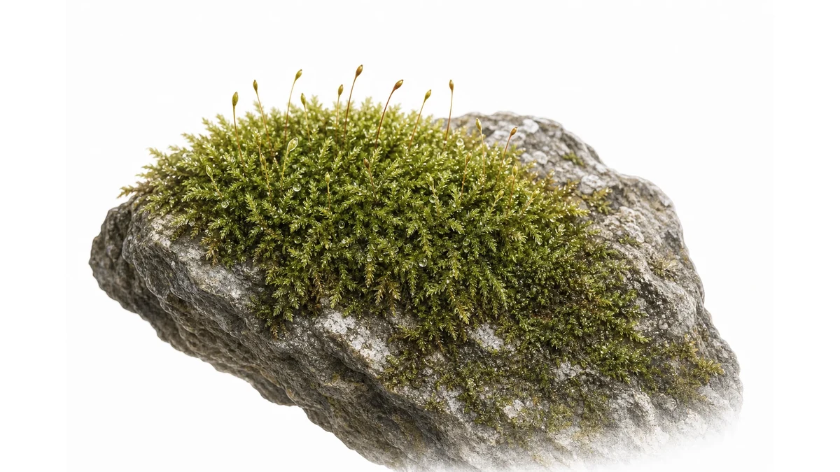 Editorial illustration of moss growing on a rock