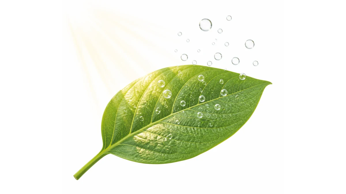 Editorial illustration of a plant releasing oxygen bubbles into the air