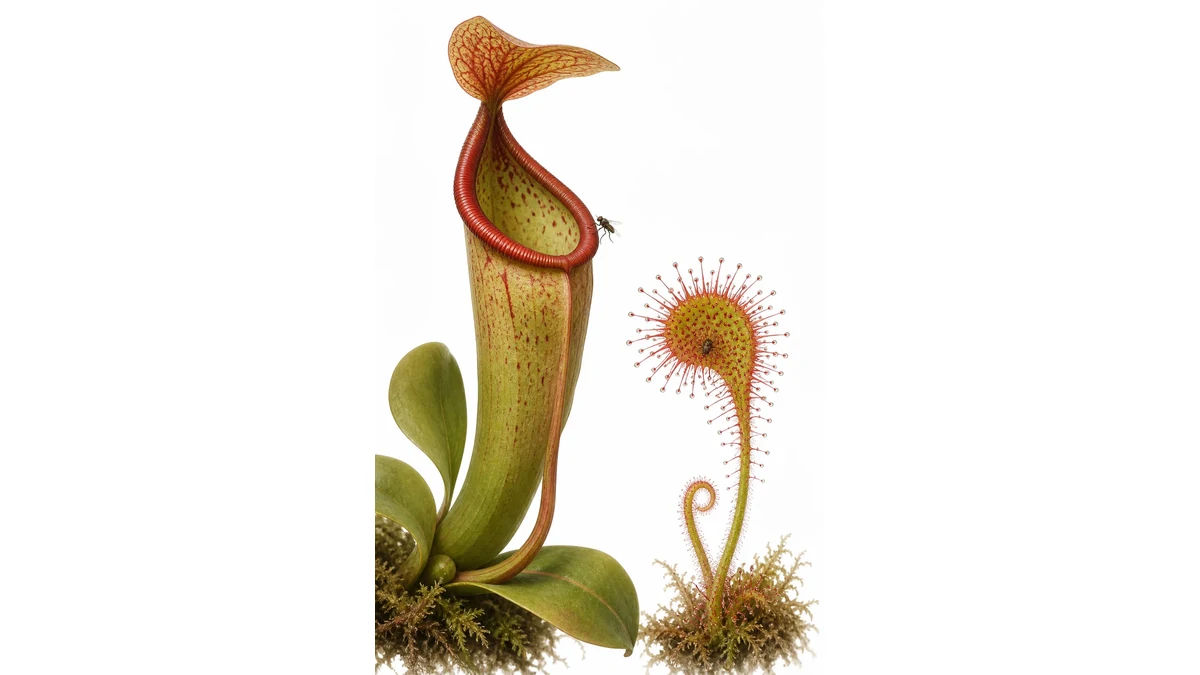 Editorial illustration of a Venus flytrap catching an insect