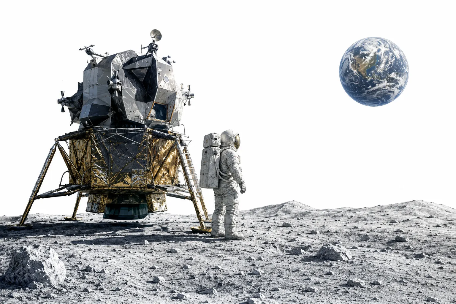 Editorial illustration of Neil Armstrong's footprint on the lunar surface