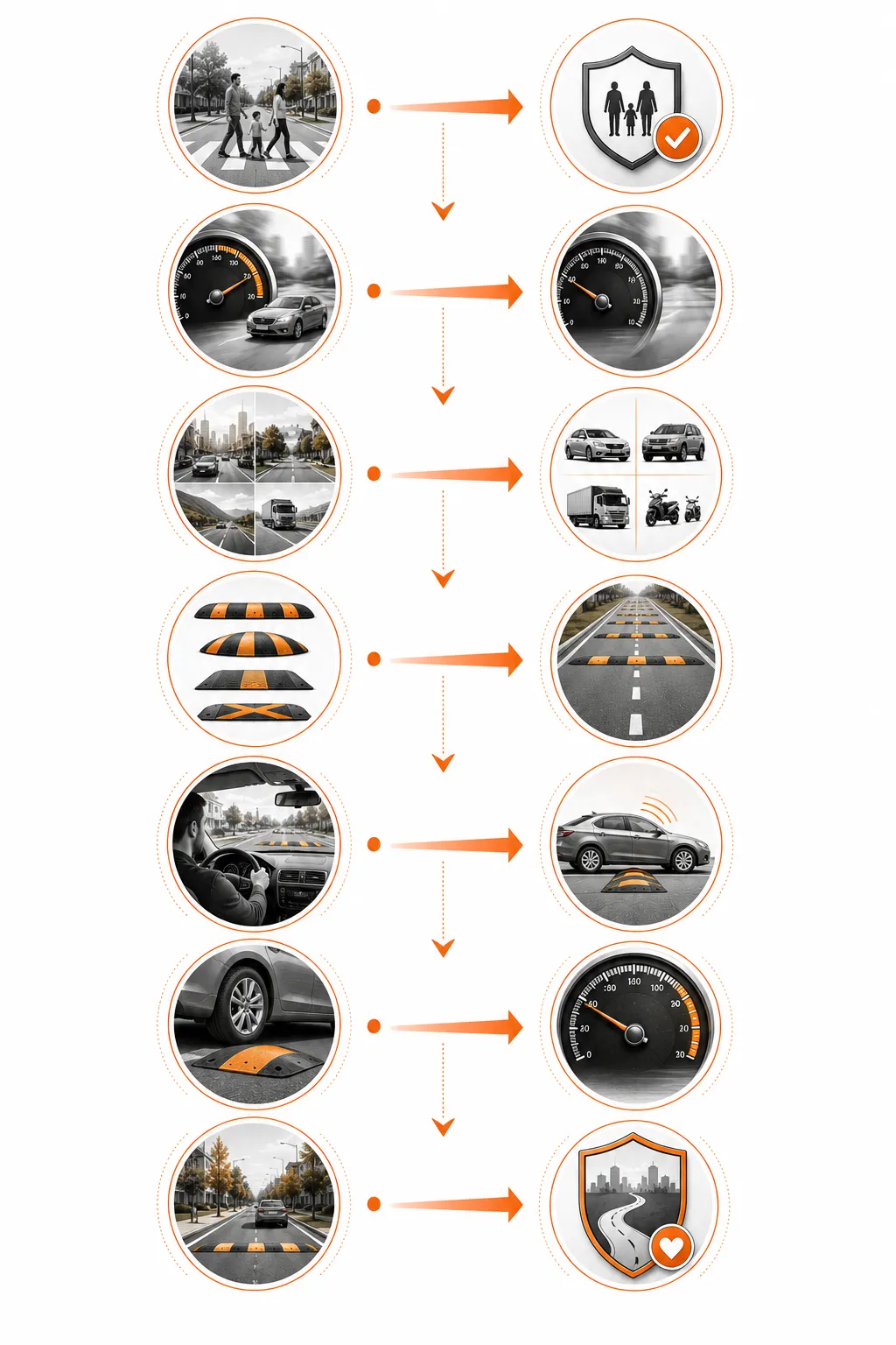 Diagram comparing different speed bump shapes