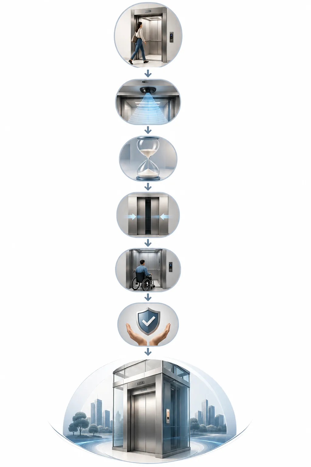 Diagram showing why elevator doors close slowly