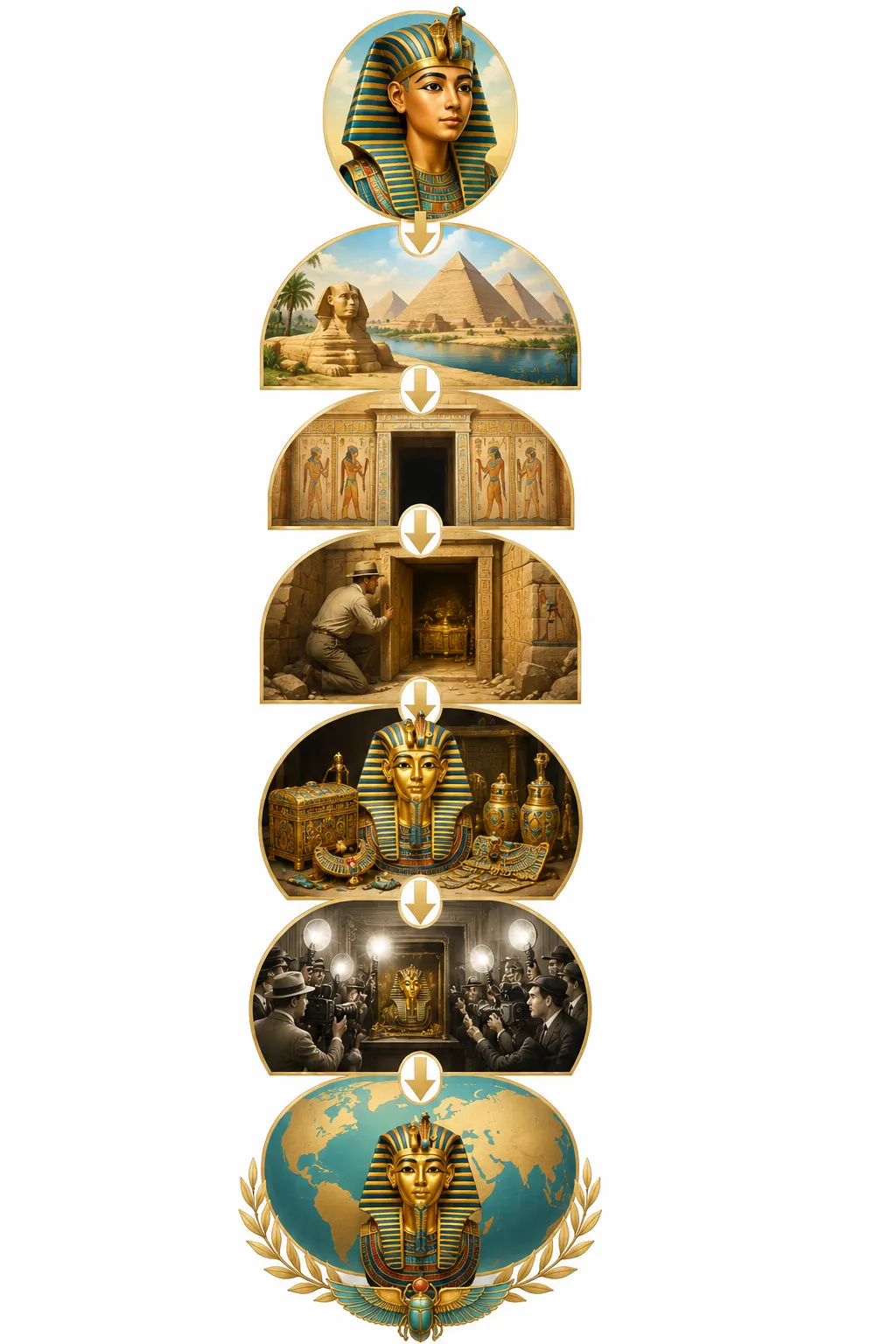 Diagram showing the factors that contributed to King Tut's fame