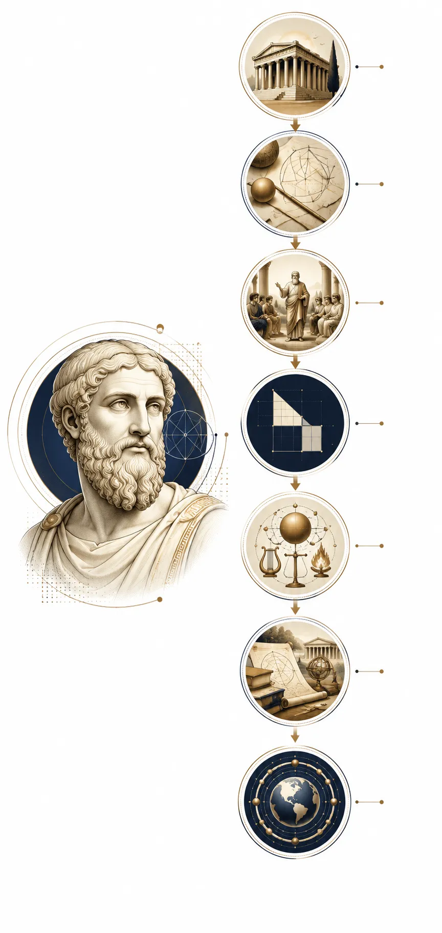 Diagram showing Pythagoras's mathematical legacy and his mystical legacy