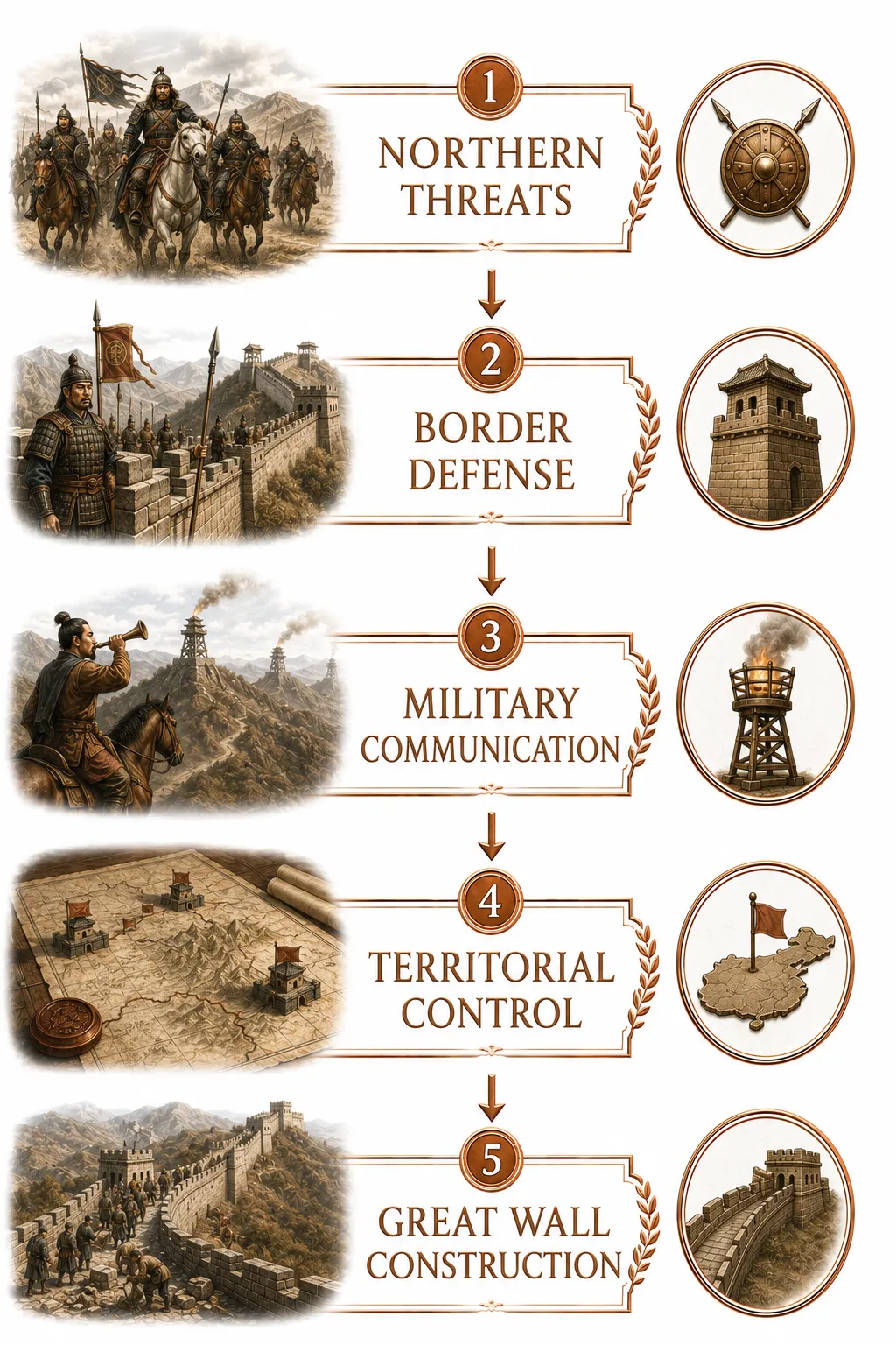 Timeline diagram showing wall construction across different Chinese dynasties